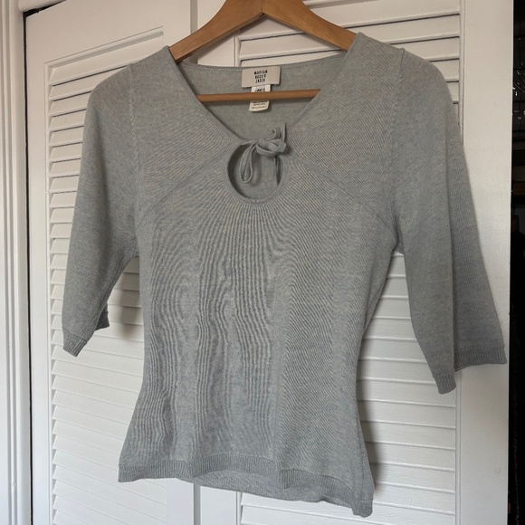 Maryam Nassir Zadeh Persephone Knit Sweater Top Keyhole Tie Merino Medium - Picture 5 of 10